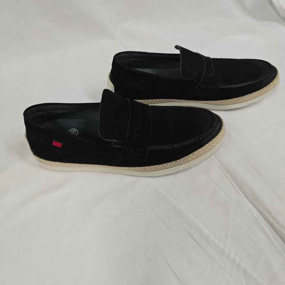Marc Joseph New York Mens Black Suede Espadrille Penny Loafers‎ Handcrafted